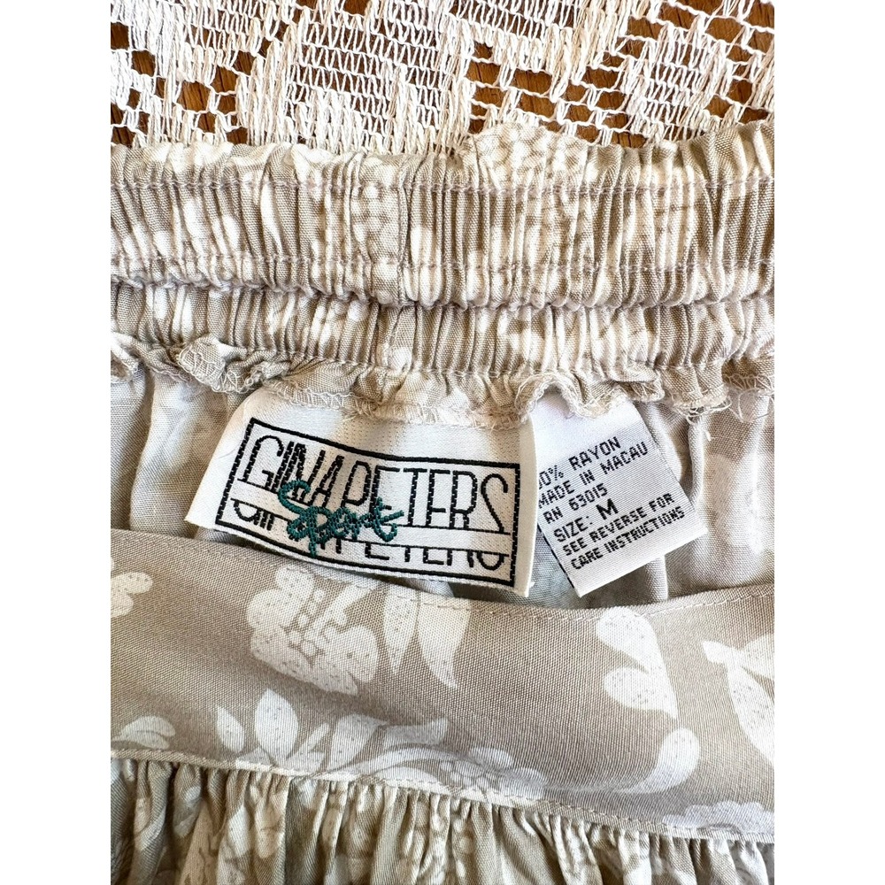 Gina Peters Vintage Floral Maxi Skirt Strapless Dress Beige White Rayon Medium - Picture 4 of 13